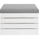 Wooden chest with padded lid 40 x 50 x 35 cm Grey/White 15252