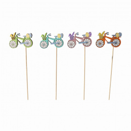 Wooden Easter wheel on a stick, mixed colors