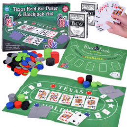 Set Card Game 2-in-1 Poker and BlackJack Chips + Cards + Board GR0706 Universal