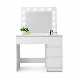 Aga Dressing table with mirror, lighting and el.drawer Glossy White