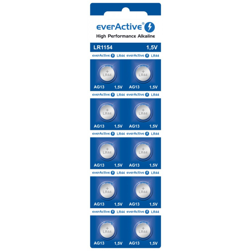 Aga EverActive Alkaline Batteries G13 LR44 LR1154 10pcs