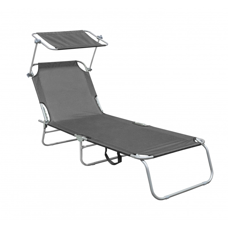 Aga Garden Reclining Lounger with Canopy Grey