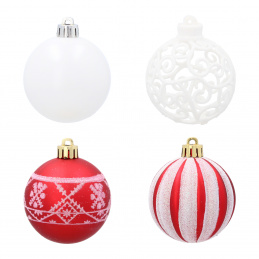 Aga Christmas Ornaments MIX 6cm 16pcs Red/White