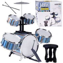 5-Drum Kids Drum Set + Stool - Blue Design IN0182 Universal