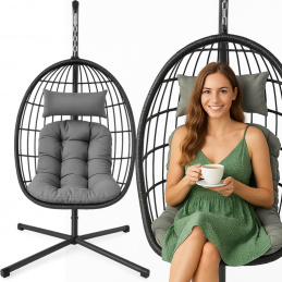 Hanging chair on a steel frame