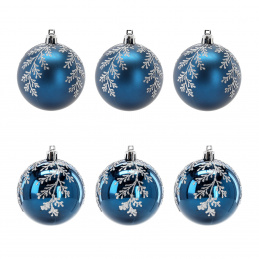 Aga Christmas Ornaments 7cm 6pcs Blue - Branches