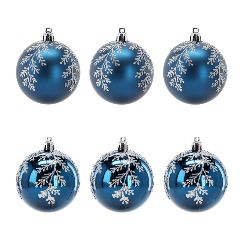 Aga Christmas Ornaments 7cm 6pcs Blue - Branches