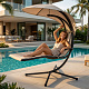 Aga Garden Hanging Lounger with Canopy Beige