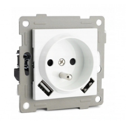 White socket with pin and USB