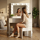 Aga Dressing table with mirror and lighting + stool Matte white