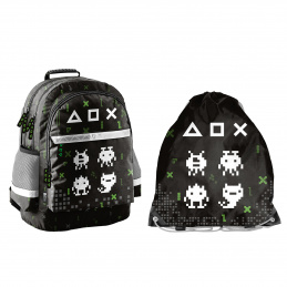 Paso School set three-compartment backpack + drawstring bag Game