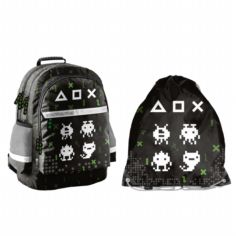 Paso School set three-compartment backpack + drawstring bag Game