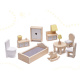 Aga Wooden dollhouse with furniture 70 cm Grey