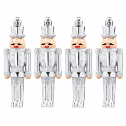Aga Set of 4 Christmas Ornaments Nutcracker Silver