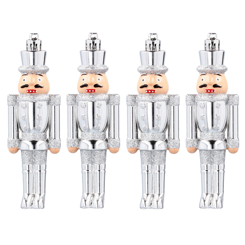 Aga Set of 4 Christmas Ornaments Nutcracker Silver