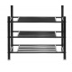 Clothes rack with three shoe shelves black ISO 15744