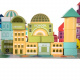 Wooden blocks with mat city 100 pcs Kruzzel 19159