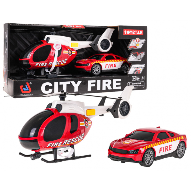 Helicopter + Fire Truck Set