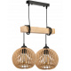 Hanging Ceiling Light LED Wooden Beam 2xE27 Dense Ball Chandelier Luca