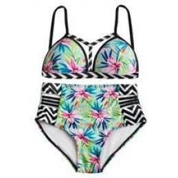 Boho swimsuit with high waisted panties size. WITH ISO