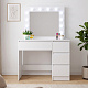 Aga Dressing table with mirror, lighting and el.drawer Glossy White