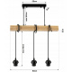 Hanging Ceiling Light LED Wooden Beam 3xE27 Chandelier Dense Ball LUCA