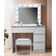 Aga Dressing table with mirror and lighting + stool Matte white