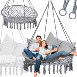 Swing Stork's Nest with Backrest Garden Swing 120x140x140 XXL Grey