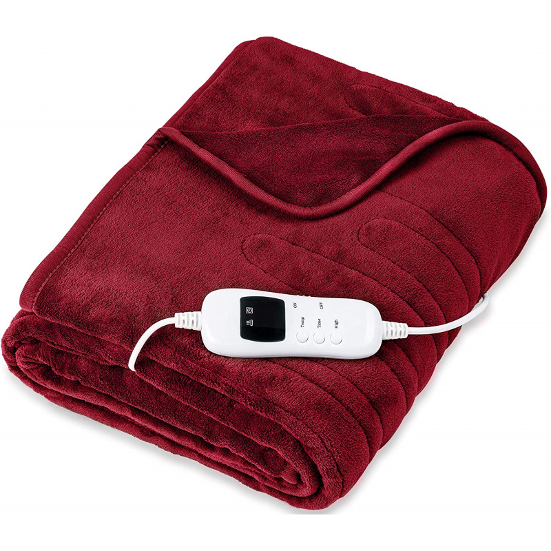 Tresko Electric heated blanket 160x120cm Dark red