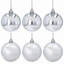 Aga Christmas Ornaments 7cm 6pcs Silver - Fir