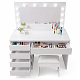 Aga Dressing table with mirror and lighting + stool Matte white