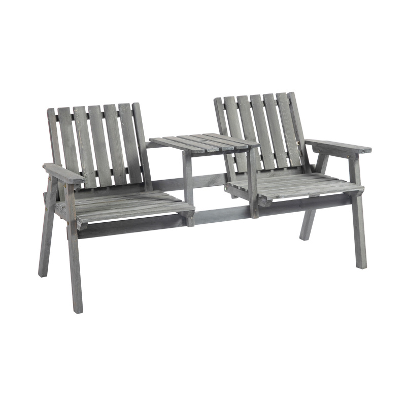 Aga Garden Bench with Table 152x70x83 cm Gray