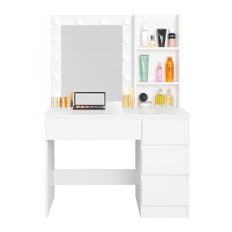 Aga Dressing Table with Mirror and Lighting Matte White