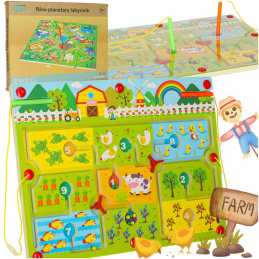 Magnetic Maze Wooden Table Game for Traveling Farm 2 Players
