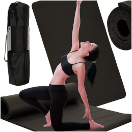 Thick yoga exercise mat 185x80x1.5 cm black
