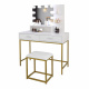 Aga Dressing Table with Mirror and LED Lighting + Stool Matte White