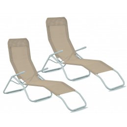 Aga 2x Garden Lounger SIESTA Light Brown