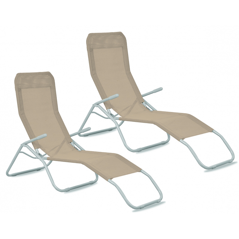 Aga 2x Garden Lounger SIESTA Light Brown