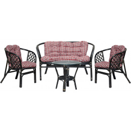 Aga Rattan set BAHAMA Black Red-White