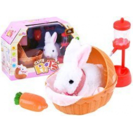 Interactive rabbit in basket with accessories ZA3551 - White
