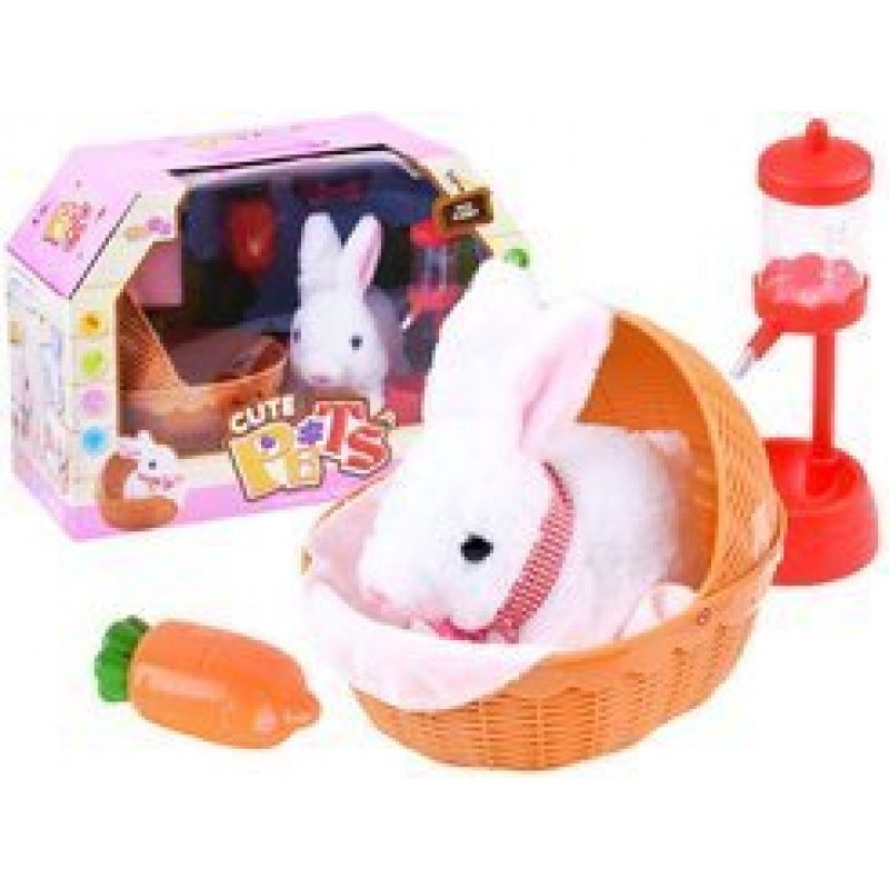 Interactive rabbit in basket with accessories ZA3551 - White