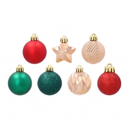 Aga Christmas Ornaments MIX 3-4cm 32pcs Red/Gold/Green