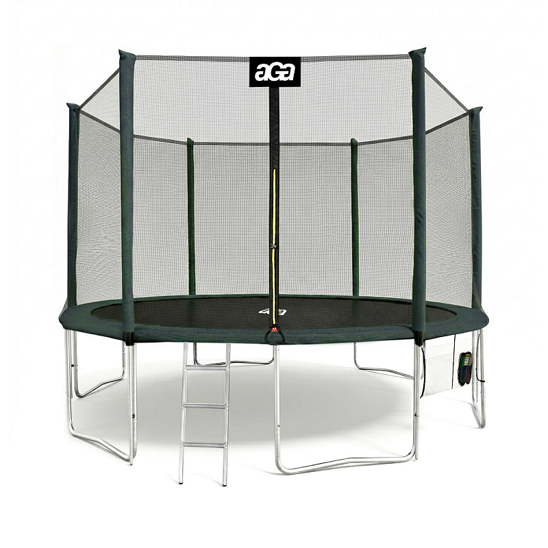 Aga SPORT PRO Trampoline 400 cm Dark Green + Safety Net + Ladder + Shoe Pocket