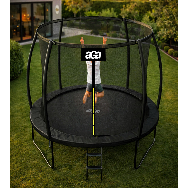 Aga SPORT EXCLUSIVE Trampoline 250 cm Black + safety net + ladder - II. QUALITY