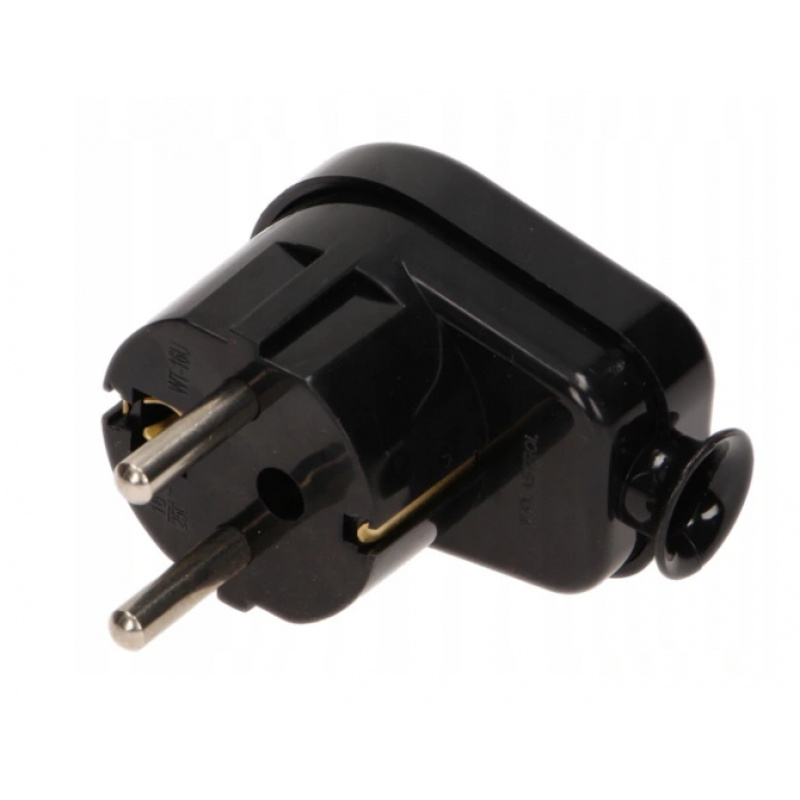 Black angled plug with grounding