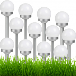 12 x Solar Lamp Globe 34cm LED Stake