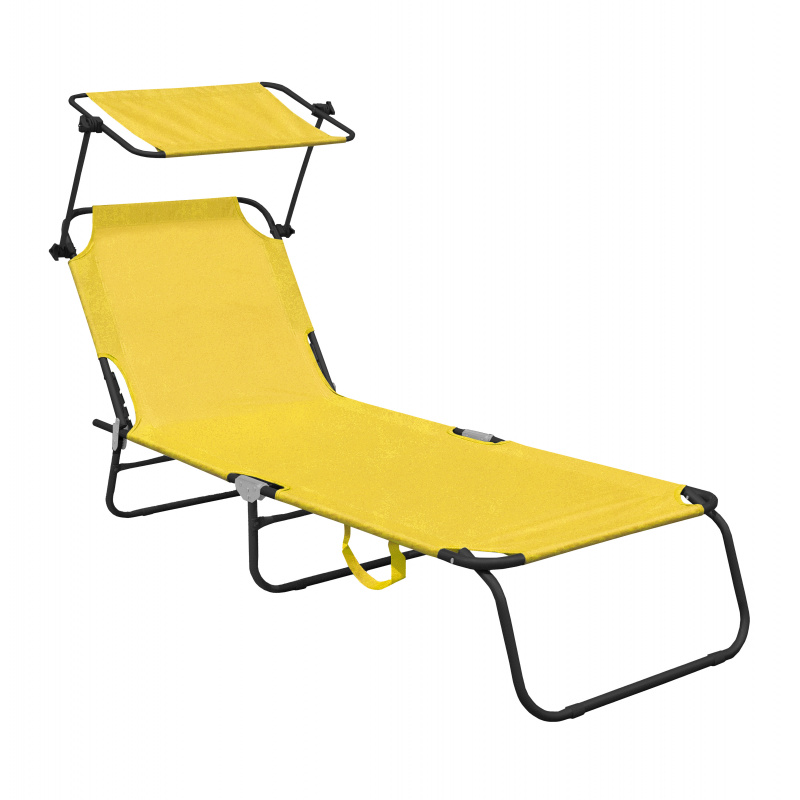 Aga Garden Reclining Lounger with Canopy Yellow