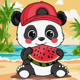 Painting by numbers for children 25x25cm KHO1251 Summer Panda with watermelon AP0064 universal