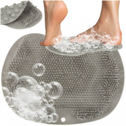 Silicone foot scrub brush with suction cups gray