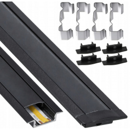 Recessed LED aluminum profile 2m black - set